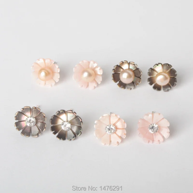 1 пара серьги гвоздики с жемчугом|flower stud earrings|stud earringsflower |