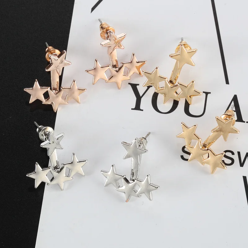 Новые модные роскошные геометрические серьги в виде двойной звезды и снежинки