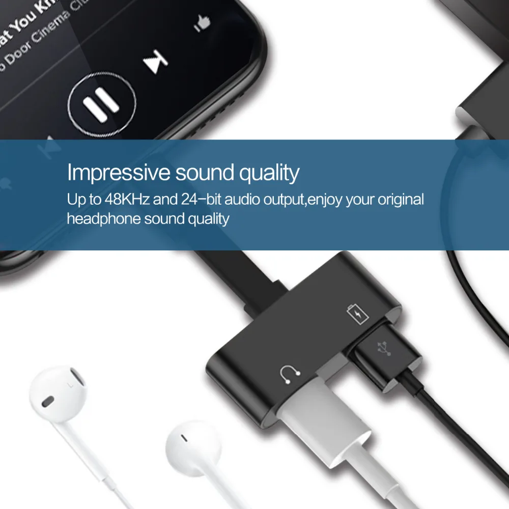 Allvcover 2 in 1 Charging Audio Adapter Converter for Lightning Charger Splitter For iPhone 7 8 Plus X | Мобильные телефоны и