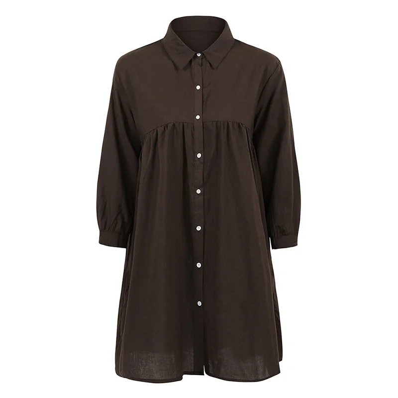 Женская блузка Romacci 4XL 5XL размера плюс однотонная с отворотом и рукавом 3/4