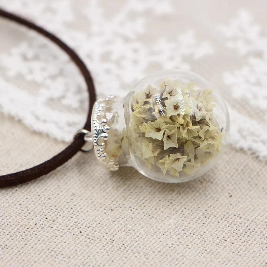 Стеклянный шар ручной работы украшения из высушенных цветов с кристаллами