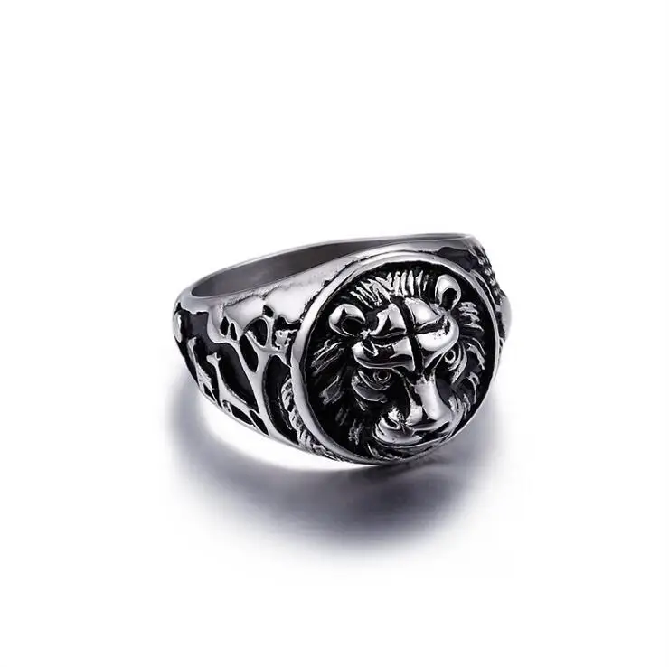 Мужские Винтажные кольца из нержавеющей стали с головой льва в серебряном цвете