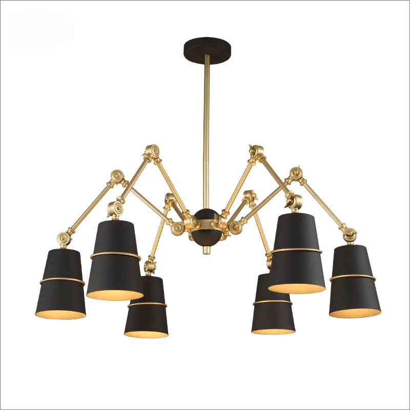 

Modern Chandelier Lights 6 Light Black or White Shades with Swaying Arms Led Chandelier Lamp for Foyer Loft Light