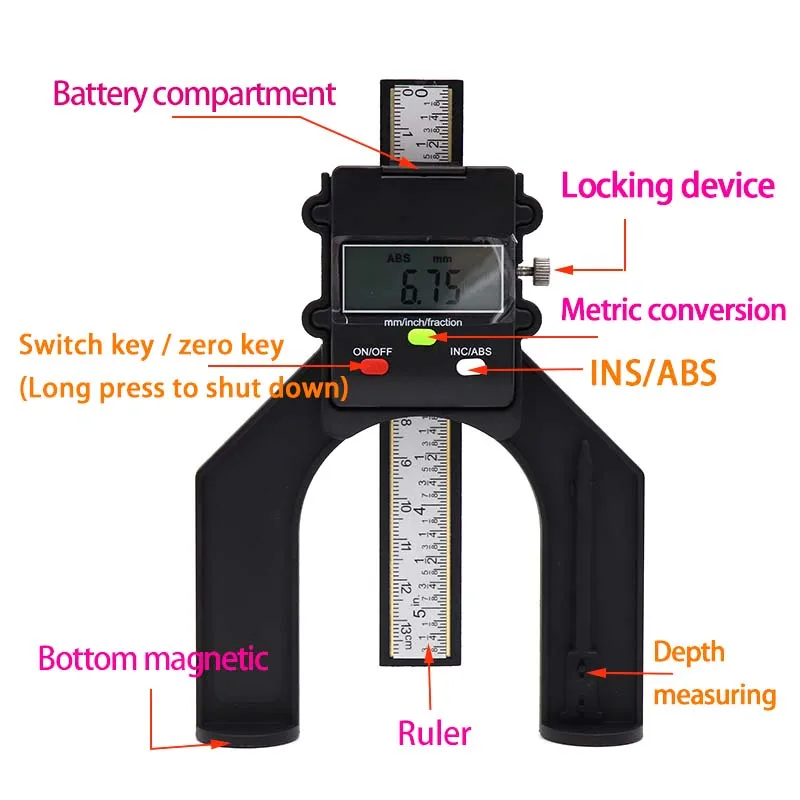 Цифровой глубиномер 80 мм Настольная пила с тремя единицами измерения стопорный