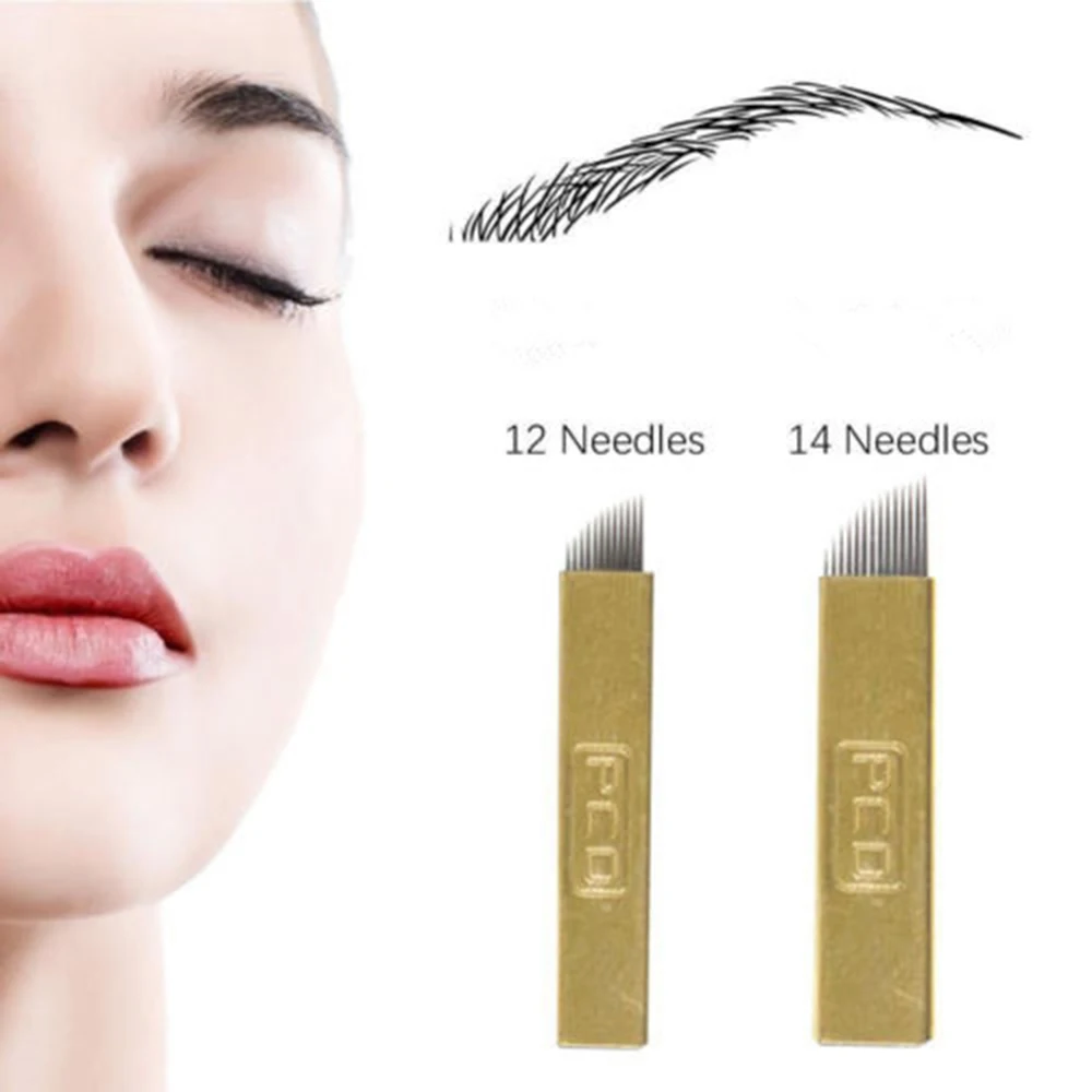 10/50 шт. microblading Вышивка Крестом Иглы PCD 12 Шпильки постоянный Макияж лезвия