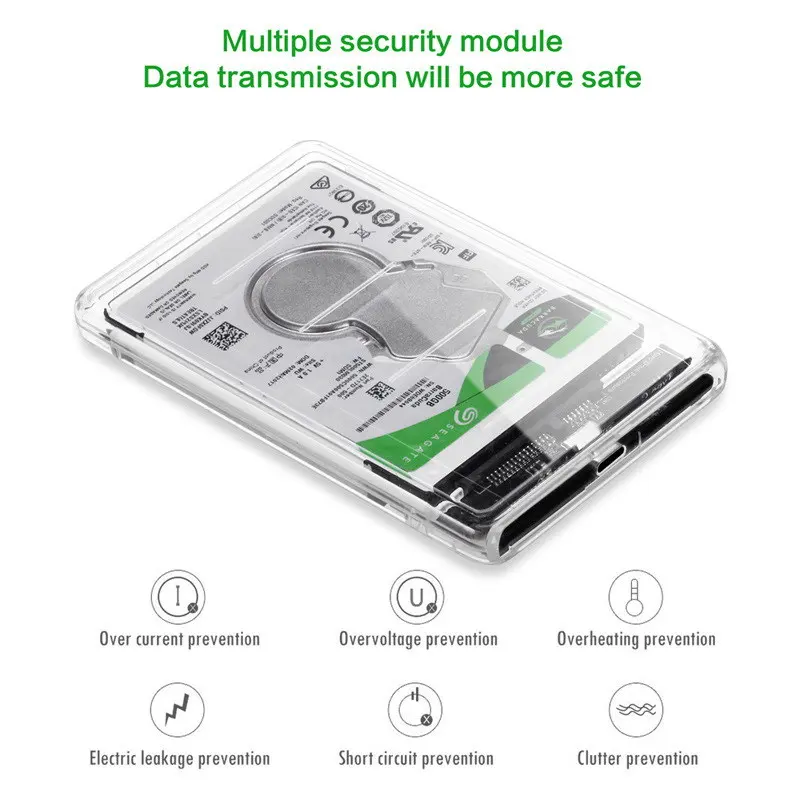 Внешний прозрачный корпус USB-C Type-C на 2 5 дюйма SATA SSD HDD для ноутбука/ПК Windows 2000 / XP/ 7/ 8/