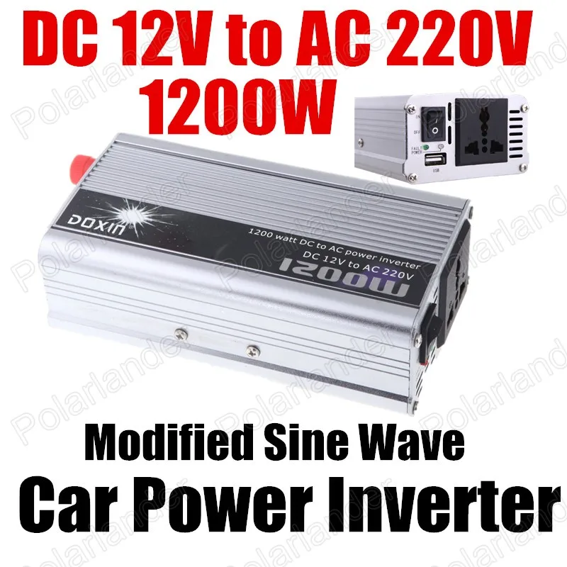 

Hot sale 1200W car Power Inverter converter DC 12V to AC 220V USB charger modified sine wave voltage transformer
