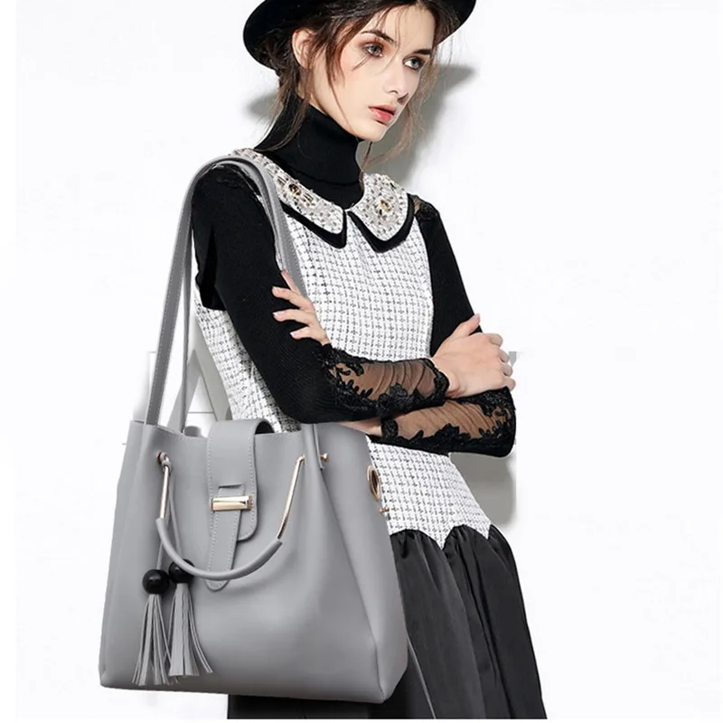 WENYUJH Sac Femme 3 шт./компл. женские сумочки кожаные сумки на плечо Большая вместительная Повседневная Сумка-тоут сумка с кисточками, сумочки и клатчи