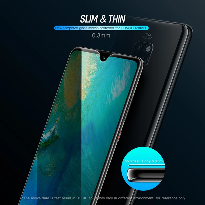 Закаленное стекло ROCK твердостью 9H для Huawei Mate 20 Pro прозрачное высокой четкости