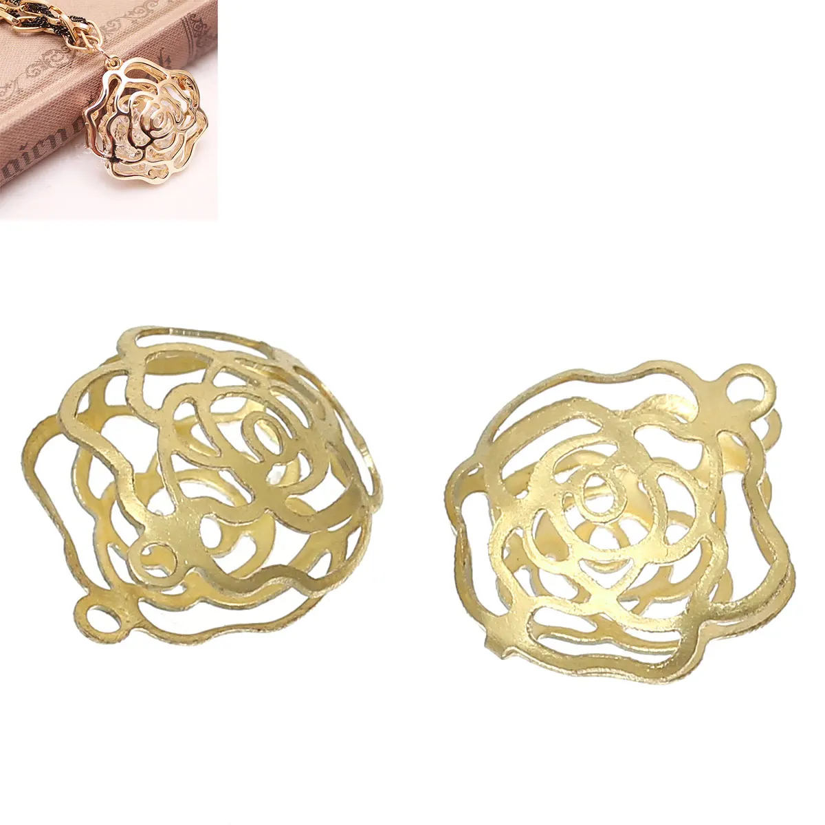 DoreenBeads Brass Spiral Bead Cages Pendants Flower Tone Blank 13.0mm( 4/8&quot) x 11.0mm( 3/8&quot) 4 PCs Hot new | Украшения и