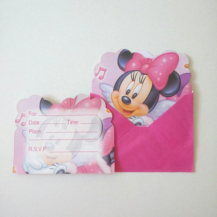 12pcs/set Minnie Mouse Invitation Card Cartoon Theme Party For Kids Birthday Decoration Supply Festival | Дом и сад