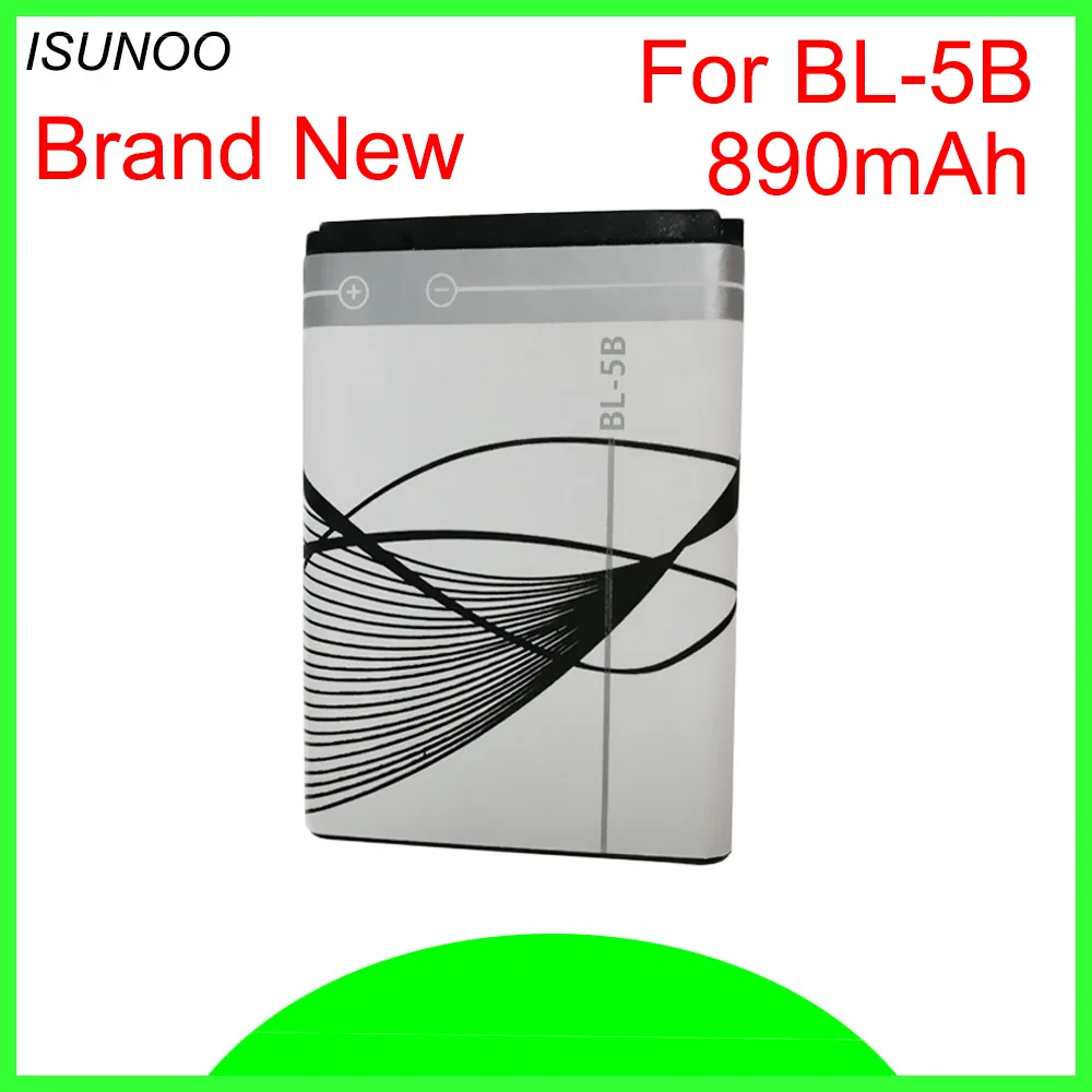 ISUNOO 5pcs/lot BL-5B BL 5B BL5B Replacement Mobile Cell Phone Batteries For Nokia N80 N83 6120 6021 5300 5208 5140 6020 Bateira