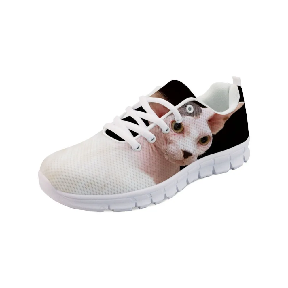 

Женские кроссовки без каблука, весенние кроссовки без каблука, с принтом в виде кота и сфинкса, Повседневные Дышащие классические туфли на п...