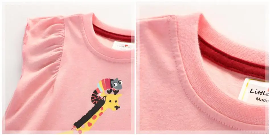 Little maven/детей летняя детская одежда для девочек с коротким рукавом Футболка животных печати хлопок брендовые Топы 50959