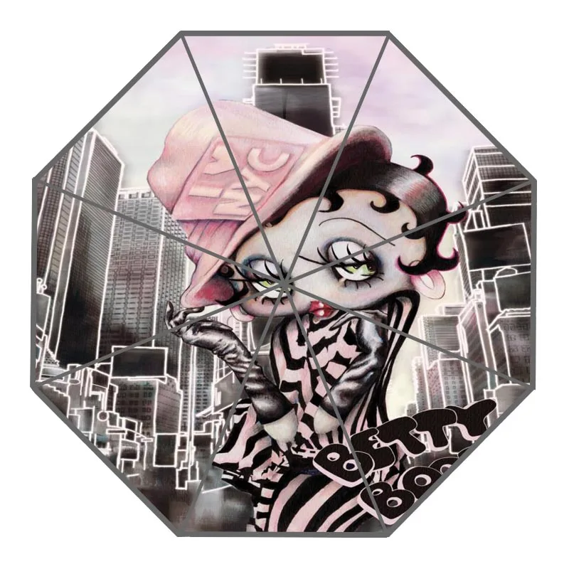 Высокое качество 3 складной зонт Betty Boop автоматический модный креативный индивидуальный зонтик для мужчин и женщин