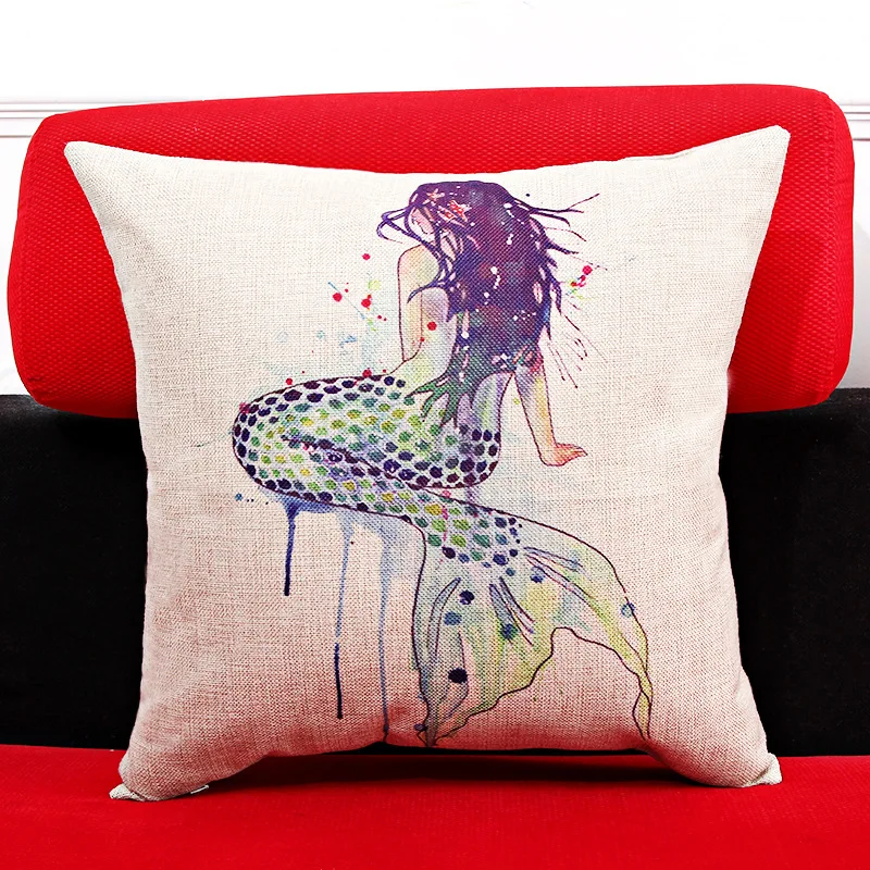 Белье морской жизни квадратный узор Чехол для подушки диван 18x18 cm не включают в