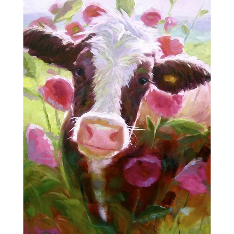 

Full Square/Round Drill 5D DIY Diamond Painting "Flower cow" 3D Embroidery Cross Stitch Mosaic Rhinestone Decor Gift