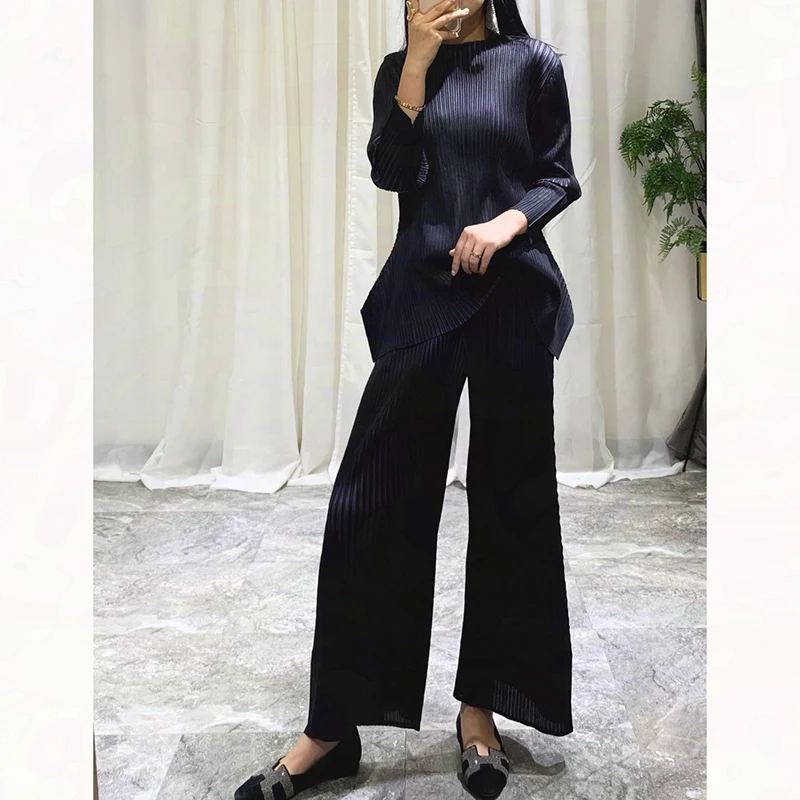 Changpleat 2019 Весенние новые тонкие полосатые женские комплекты Miyak плиссированные