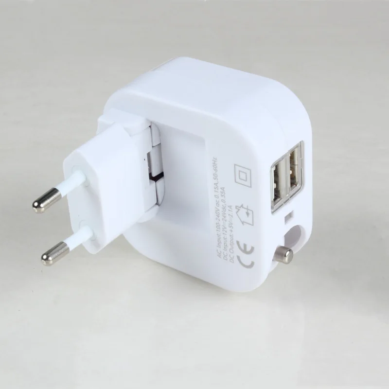 ЕС стандартный адаптер зарядное устройство 2USB автомобильное зарядное устройство для домашнего мобильного телефона Разъем для зарядки