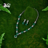 be 8 new style beautiful green cubic zirconia earring necklace set women jewelry sets party giftsparure bijoux femmes062