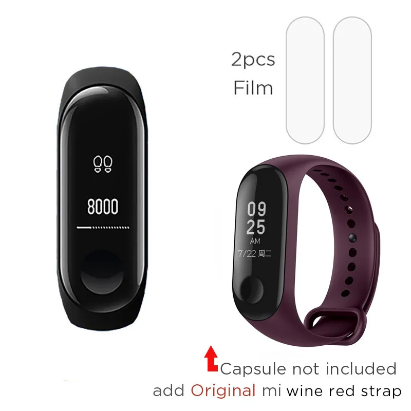 Add original Wine Xiaomi Mi band 3 0,7" OLED большой сенсорный экран новые умные браслеты браслет - Цвет: Add original Wine