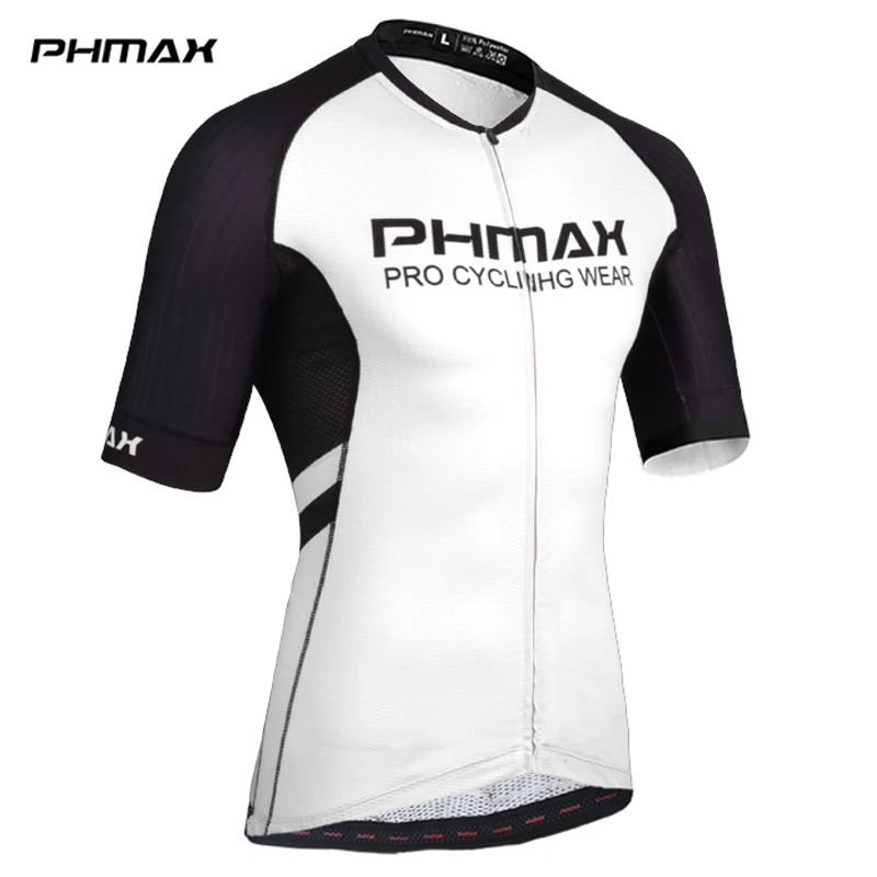 Белый PHMAX High Elasticity Cycling Jersey With Italy Silicon Grippers Short Sleeve MTB Bike Cycling Clothing Racing Bicycle Clothes - Цвет: Белый
