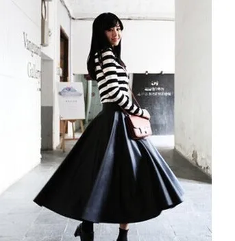 2016 новая мода Осень Зима Плюс Размер Женская винтажная Высокая талия черная