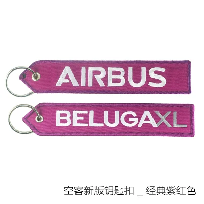 Логотип Airbus A330 neo A350 A380 BELUGAXL, брелок с вышивкой для путешествий, длинная багажная сумка, бирка, подарок для летного экипаж, пилот, авиация - Цвет: Purple  airbus