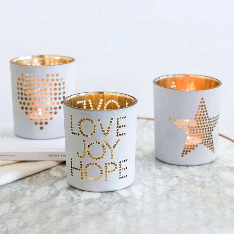 

Simple Candlestick Cup Dining Table Bedroom Nordic White Candle Holder Model House Candlelight Dinner Home Party Decoration