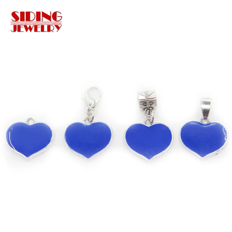 

New Arrival 20pcs/lot Blue Heart Dangle Charms Lobster Clasp DIY Bracelet Necklace Pendants Jewelry Hanging Charm