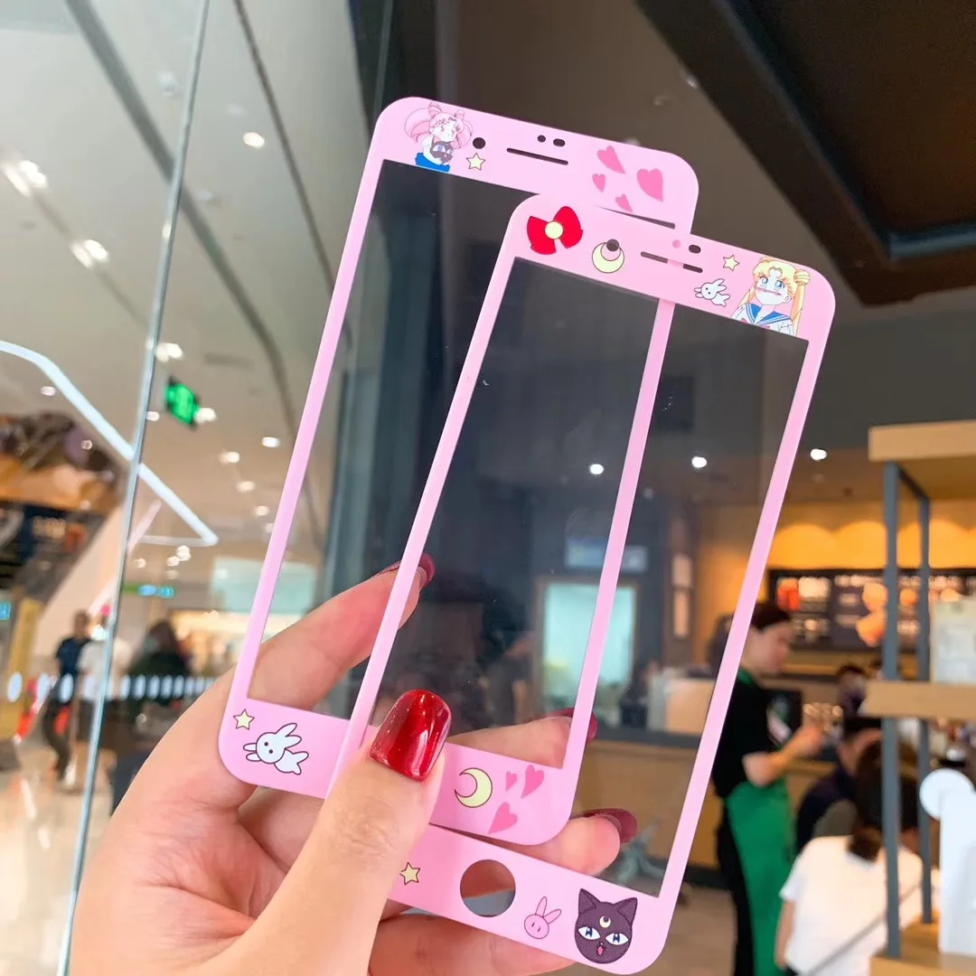 Закаленное стекло с мультяшным рисунком для iPhone 6 6S 7 Plus 8 защитная стеклянная