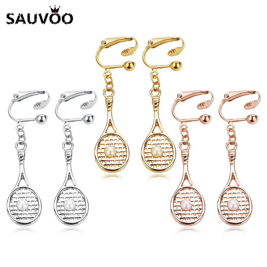 Sauvoo из металла с искусственным жемчугом нет пирсинг серьги клип цвета: