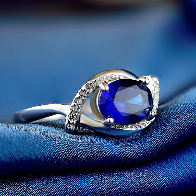 

Natural Blue Topaz Ring Charms Engagement Blue Ring 925 Rings For Women Jewelry wedding gifts