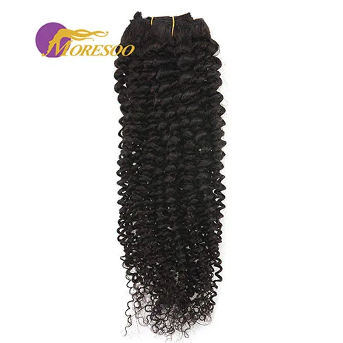 Kinky Curly Moresoo человеческие волосы для наращивания на заколках, настоящие волосы remy для наращивания человеческих волос на зажимах, натуральный черный цвет, 7 штук, 100 грамм - Цвет: Kinky Curly