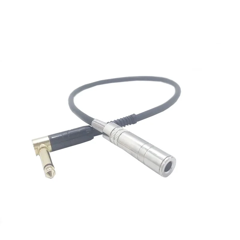 Mono kanal dik açı 6.35mm erkek 6.35mm kadın Jack tak 20CM uzatma ses kablosu adaptörü hoparlörler mikrofon mikser
