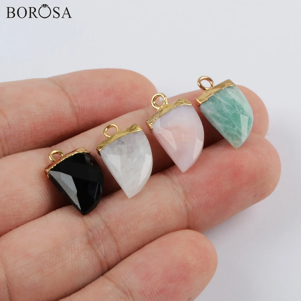 BOROSA 10 шт. гудок позолоченный черный агат очаровательные натуральные лунные камни