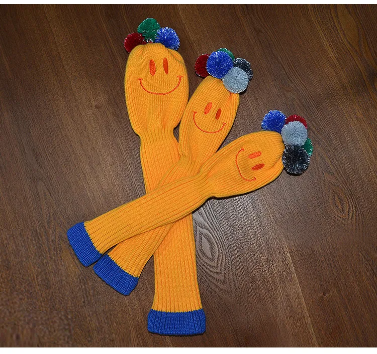 3 шт./компл. желтый цвет смайлик дизайн гольф гибрид клуб чехлы для головы