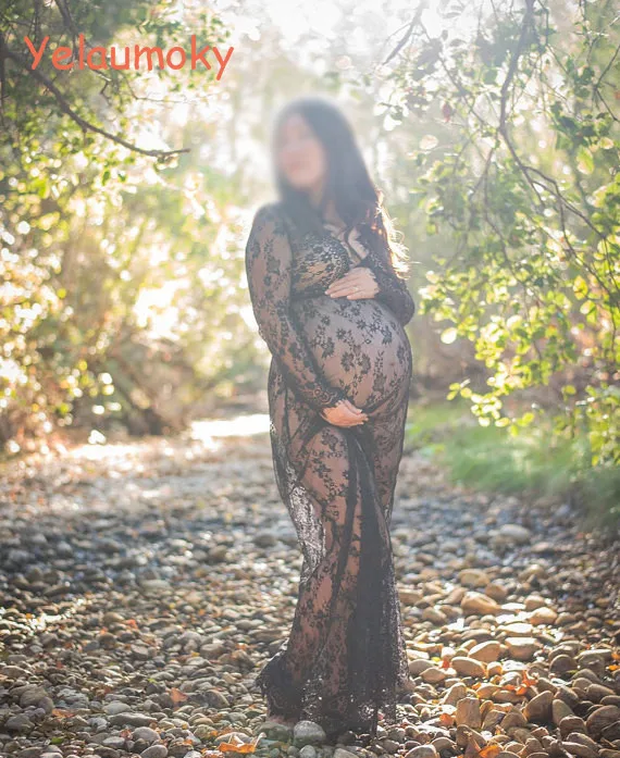 Кружевное платье с длинными рукавами для беременных реквизит фотосессии женские