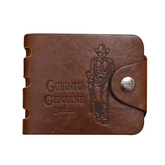 FGGS-GUBINTU 1 coffee leather man retro creative wallet short paragraph Oblique buckle with hole hunter 12*10*1.8cm |