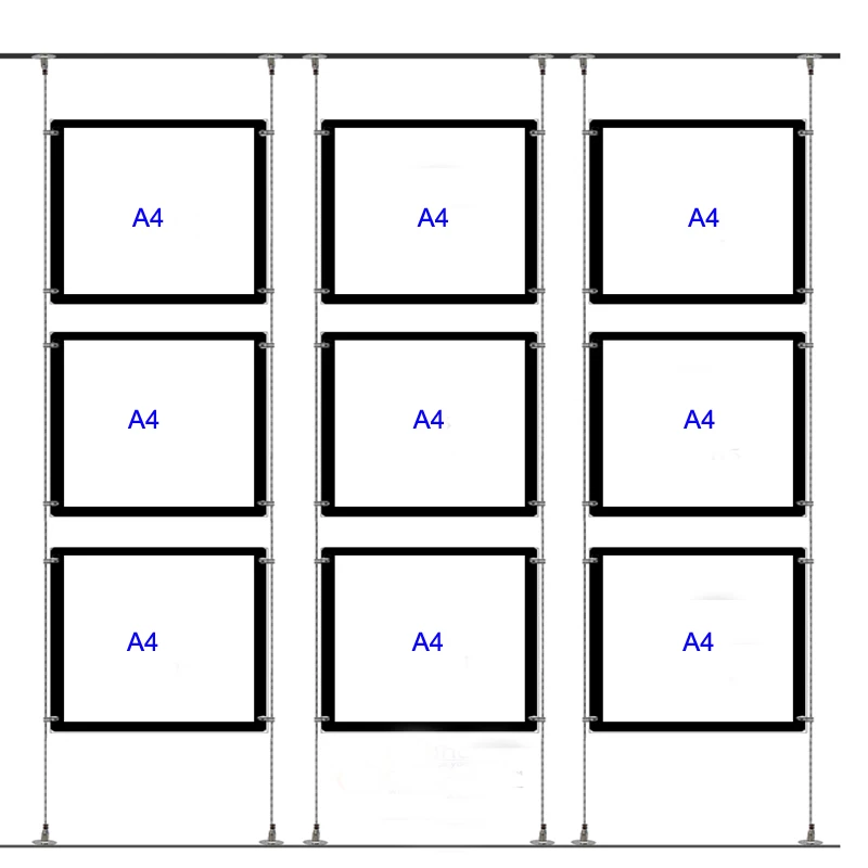 

(Pack/5units) A4 Double Sided Art Cable Hanging System,Wire Suspension Led Visual Displays for Hanging Signs & Ads