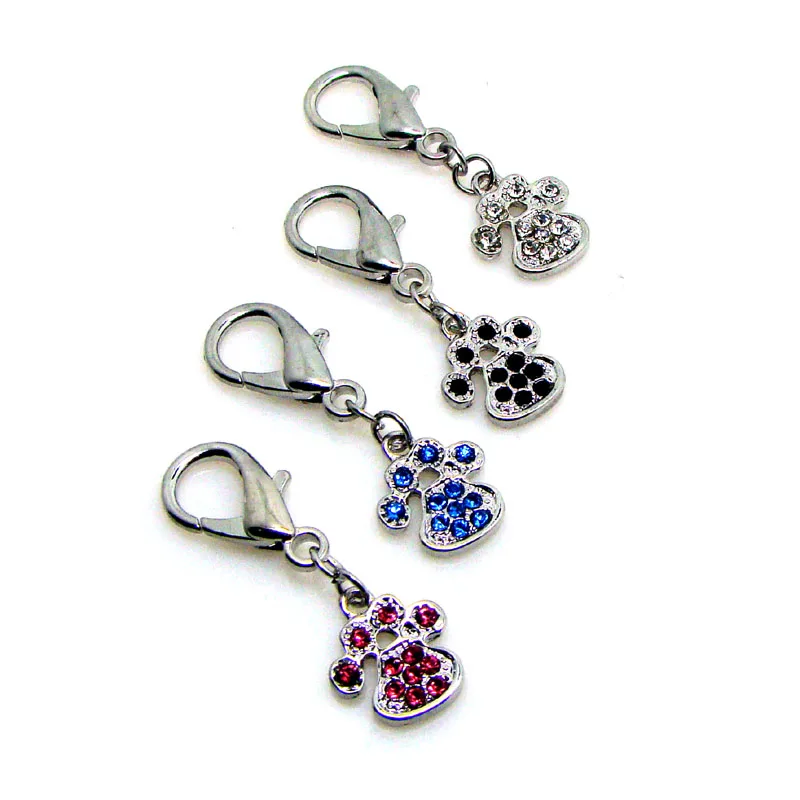 NEW crystals metal 16mm paw print charm dog collar jewelry accessories 12pcs(4Stones color way equally mixed) lot | Украшения и