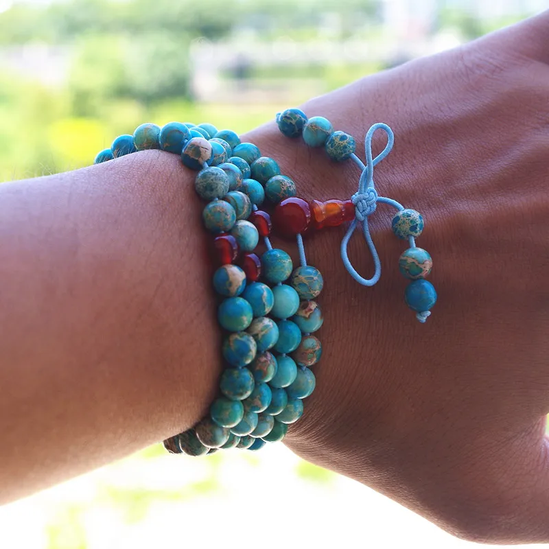 Каменные бусины ручной работы 6 мм 108 тибетский буддистский браслет чакры женский