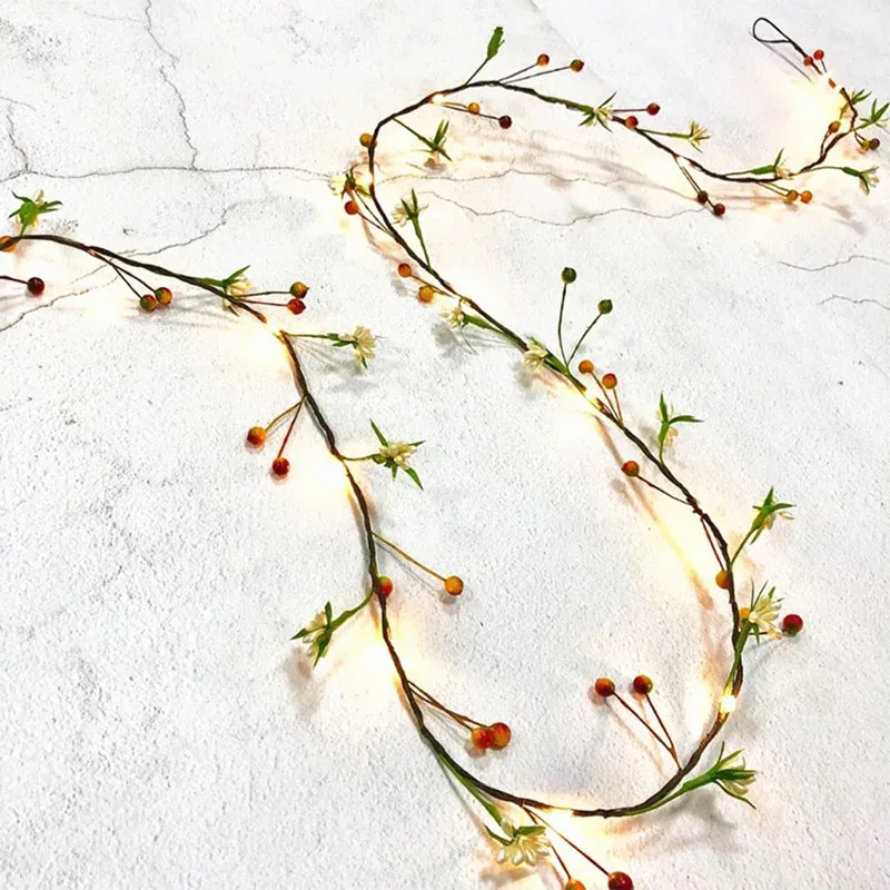 New 2M 20 Led Rattan Fruit Fairy String lights Wedding Christmas Copper Wire Lights for Room Party Decoration | Освещение