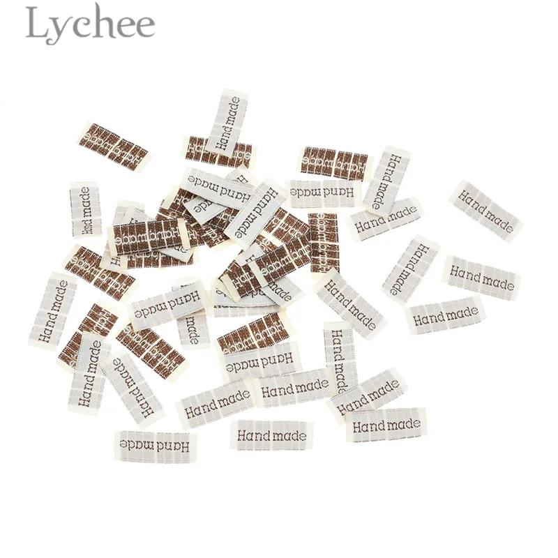 Lychee Life 50 шт. белые тканые этикетки ручной работы вышивка букв моющиеся бирки