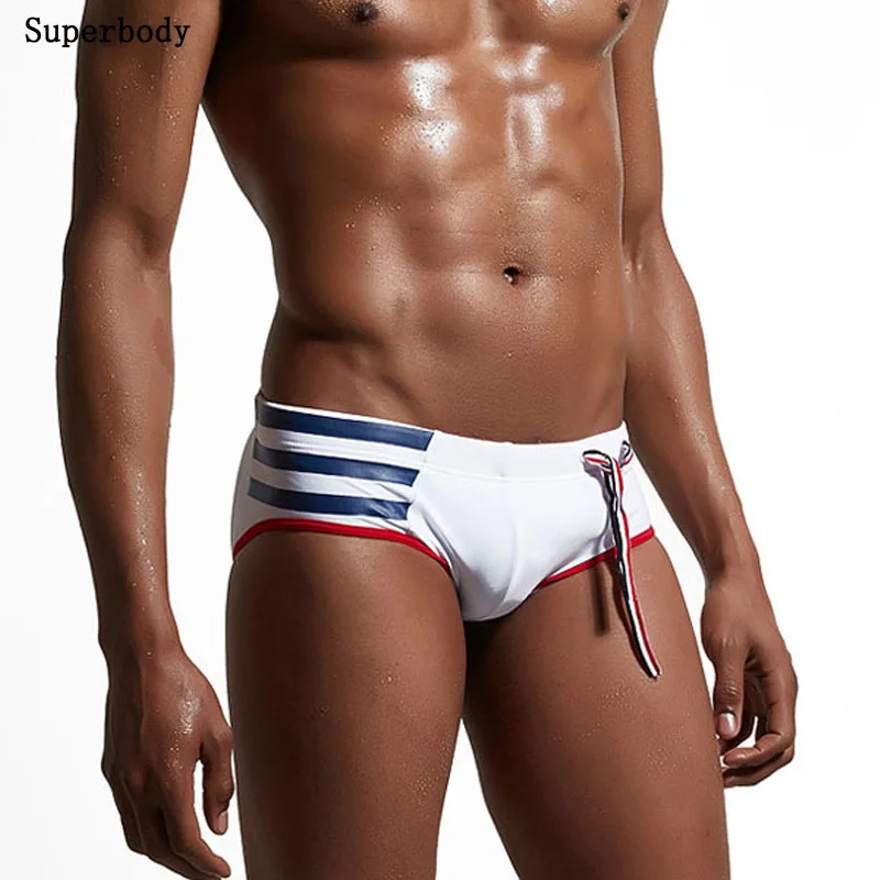 Y626 мужские Купальники Белые синие черные полосатые Лоскутные плавки купальники