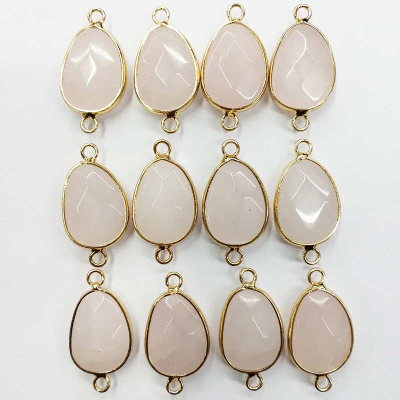 Wholesale fashion natural rose crystal stone Connector section Irregular water drop pendants for jewelry making 12pcs |