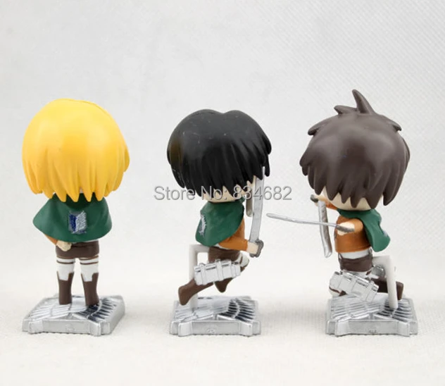 6 шт./компл. Shingeki no Kyojin атака на Титанов Рисунок Фигурки Levi's Микаса Акерман eren Jaeger