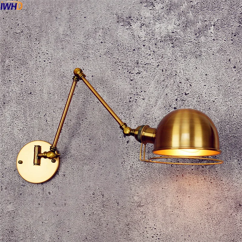 Koop IWHD Loft Retro Wandlampen Voor Home Verlichting Blaker Swing Lange Arm Vintage Wandlamp LED Edison Lampara Pared Industriële