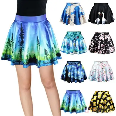 Bluelans Для женщин Винтаж Высокая талия плиссированные цветочные короткие