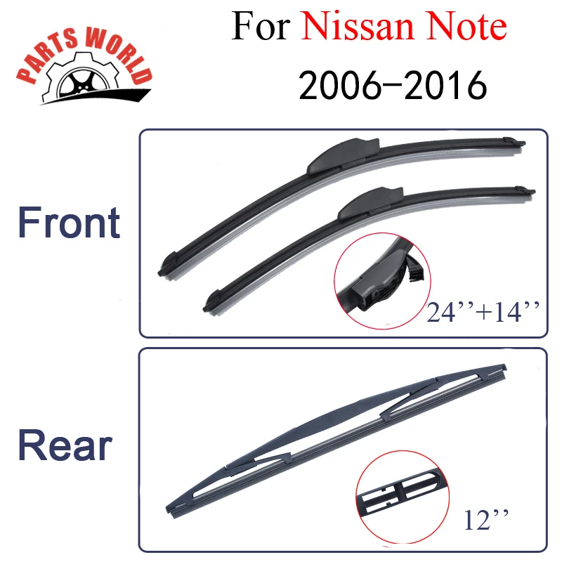 Partsworld резиновая спереди и сзади стеклоочистителей для Nissan Note 2006 2016